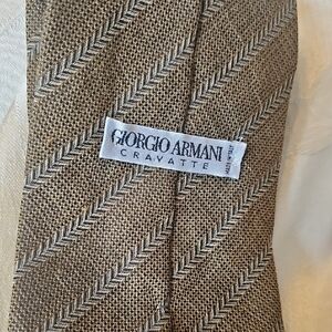 Giorgio Armani Tan/Brown Patterned Tie Big And Tall 60", Silk Clasic Mens